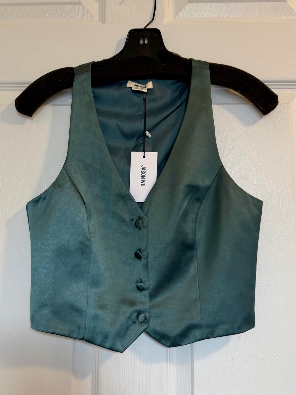 Jason Wu Satin Teal Satin Finish Vest